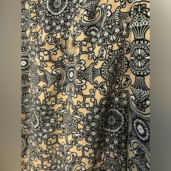 Liz Claiborne Mid Rise Straight Pull On Pants Cream Black White Geometric Sz 1X - Picture 14 of 17